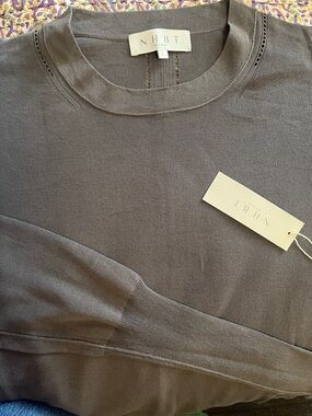 NHBT Lightweight Fine Gauge Cotton Crewneck Sweater in Khaki New